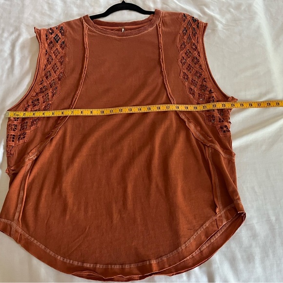 Free People Table For Two Oversized Sleevless Cotton Lace embellished Top Sz S - Picture 7 of 15